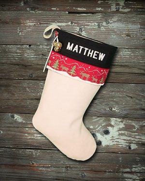 Christmas stocking decorated with textile markers